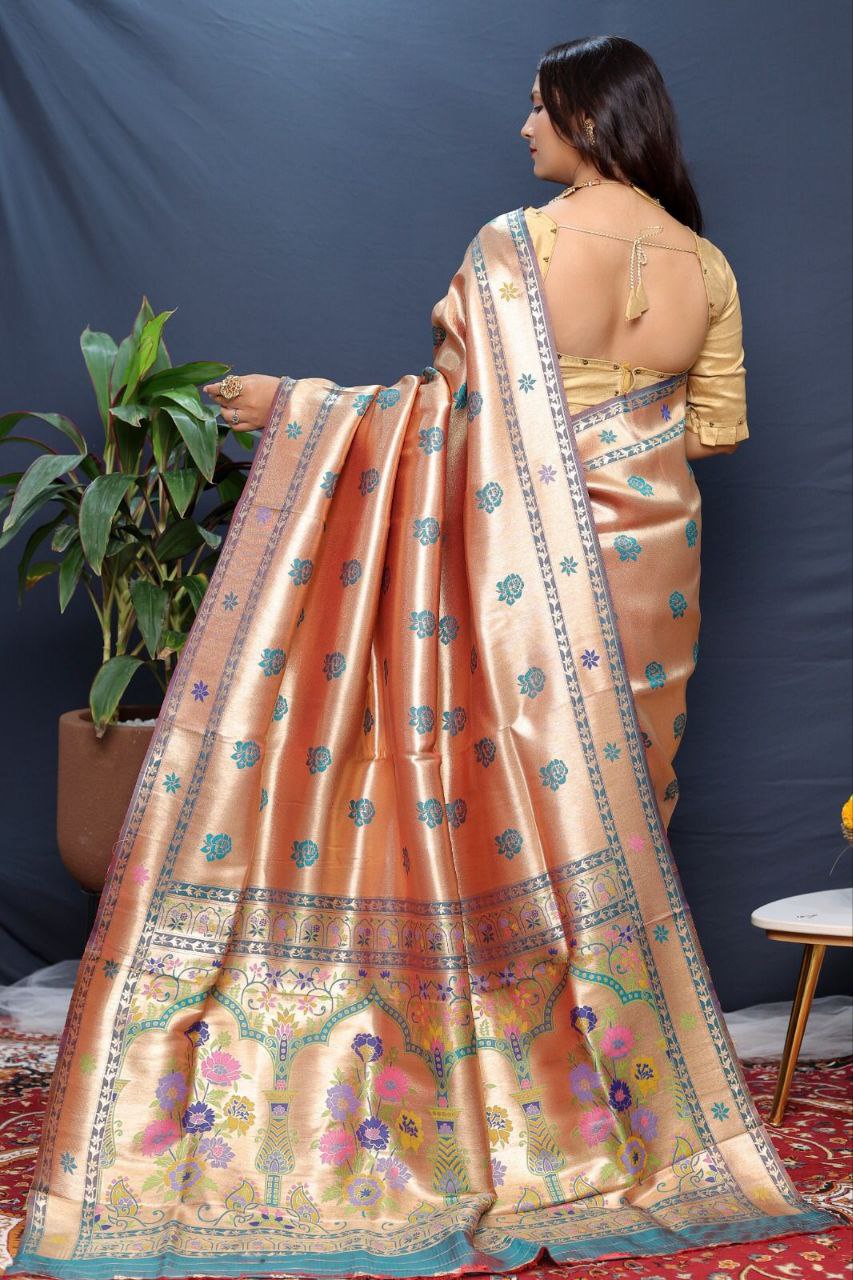 Rama Traditional Paithani Handloom Silk Saree
