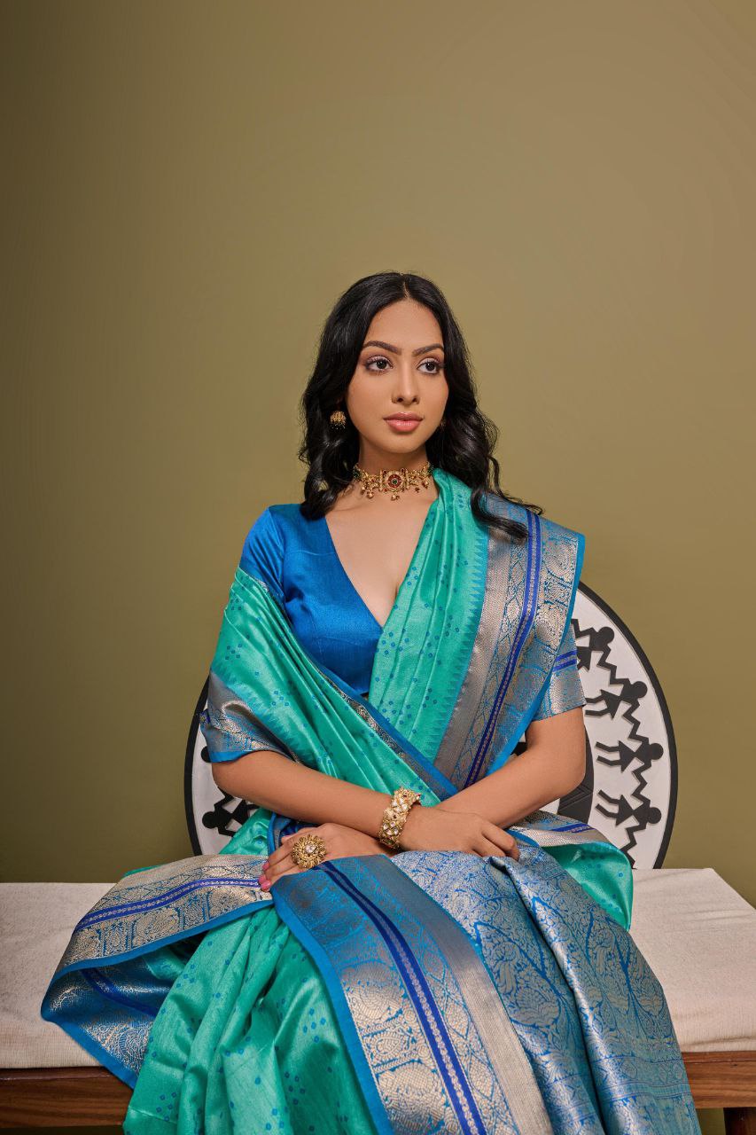 Rama Traditional Tussar Silk Saree