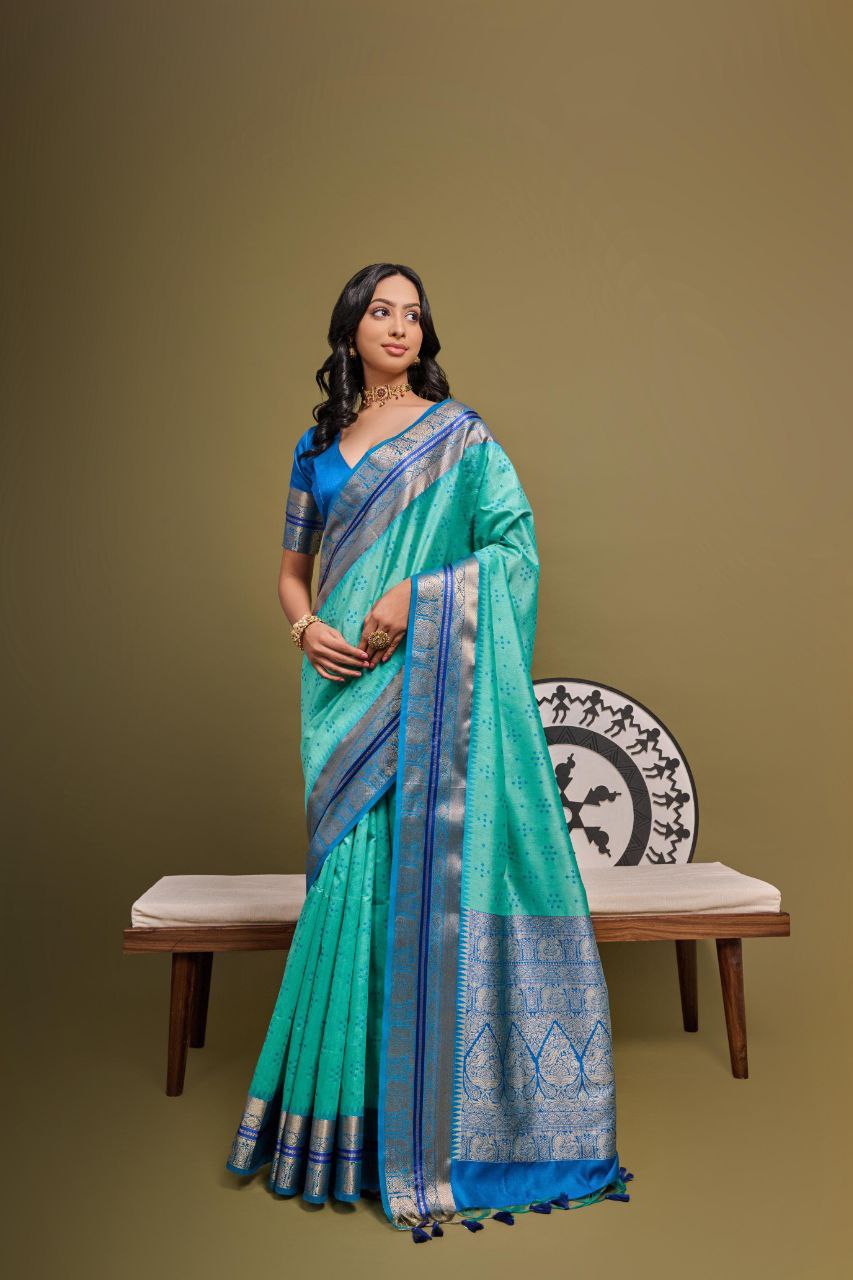 Rama Traditional Tussar Silk Saree