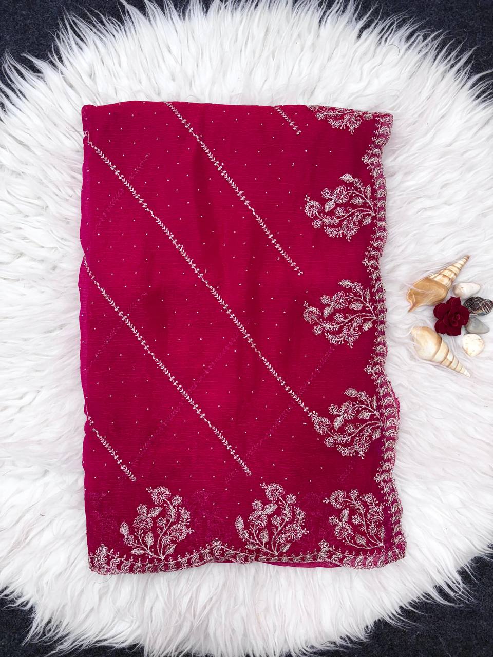 Rani Designer Fandy Chiffon Silk Saree