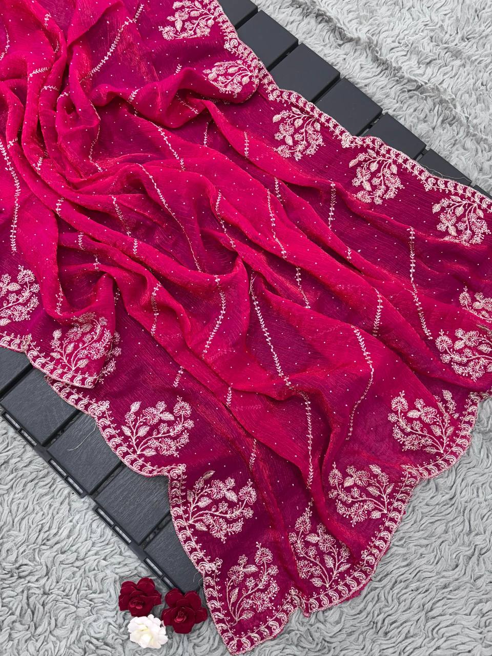 Rani Designer Fandy Chiffon Silk Saree