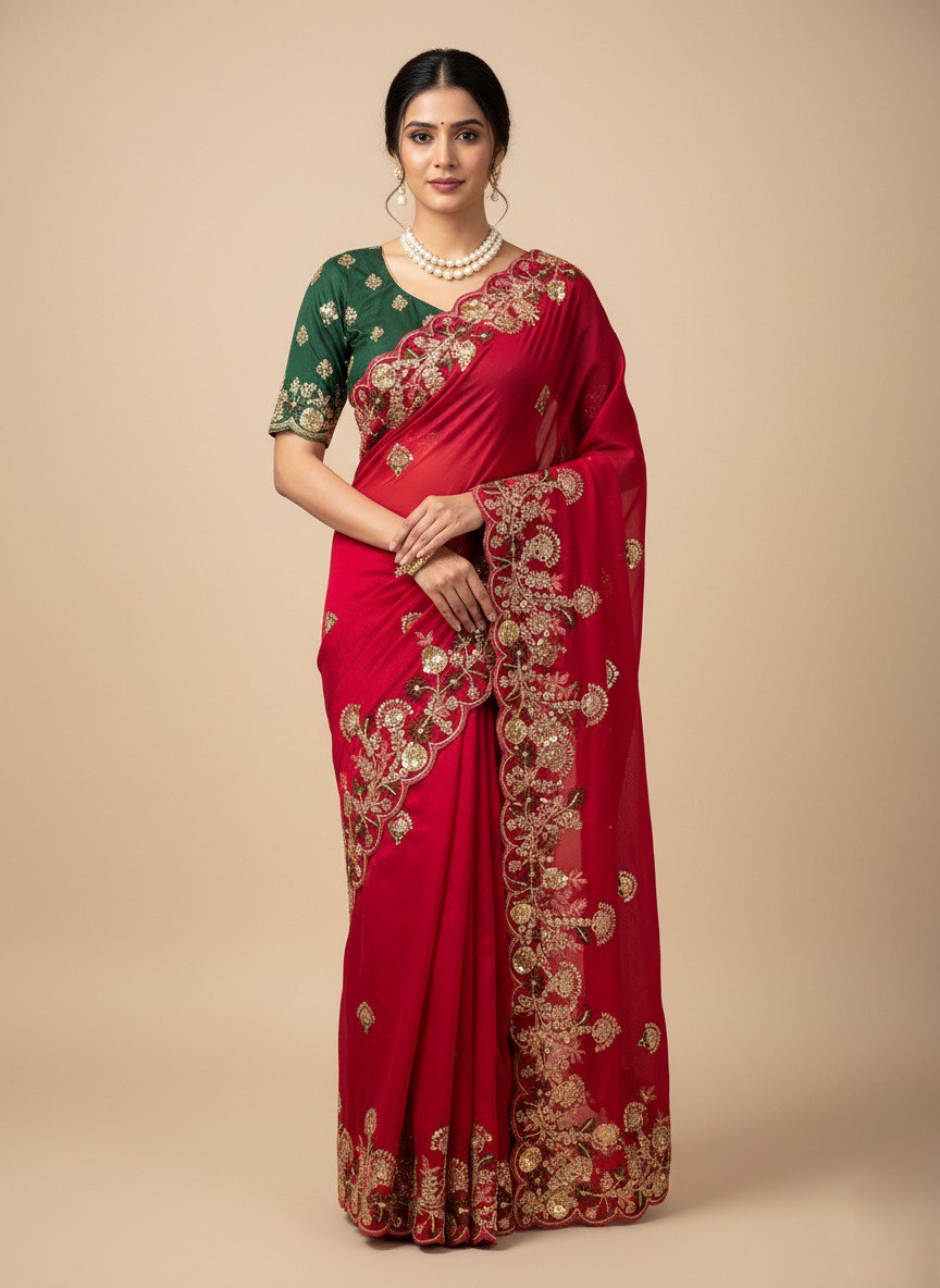 Rani Designer Fandy Chiffon Silk Saree