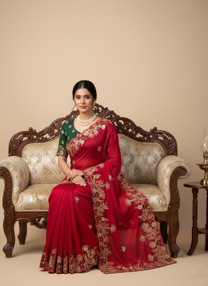 Rani Designer Fandy Chiffon Silk Saree