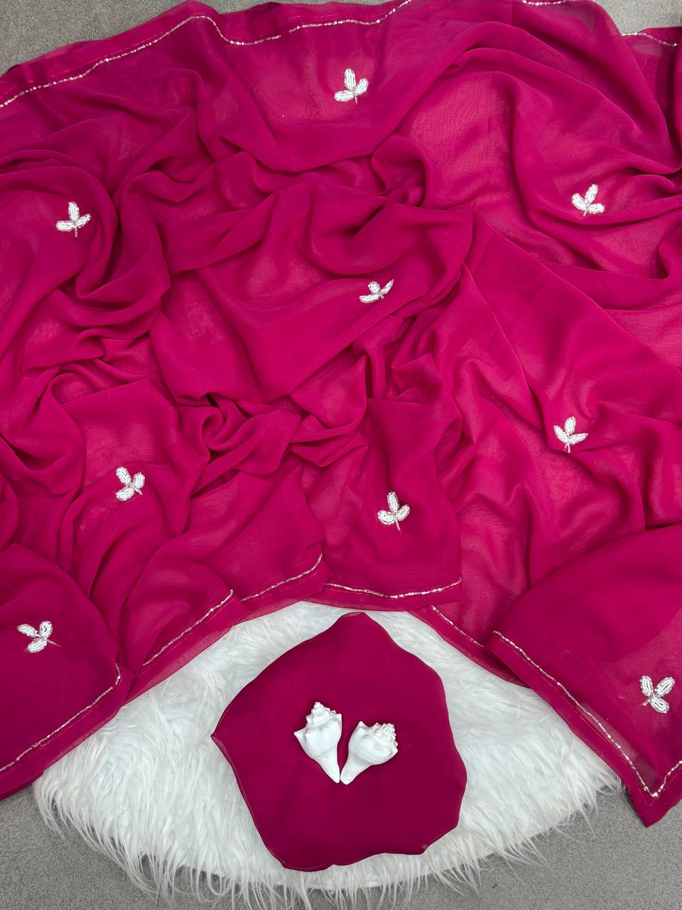 Rani Hand Worked Soft Georgette Saree