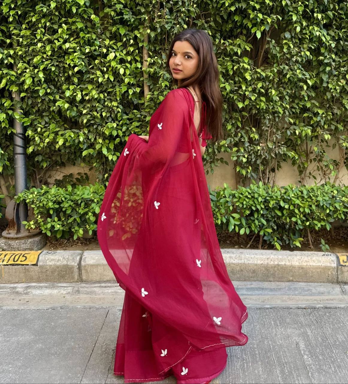 Rani Hand Worked Soft Georgette Saree