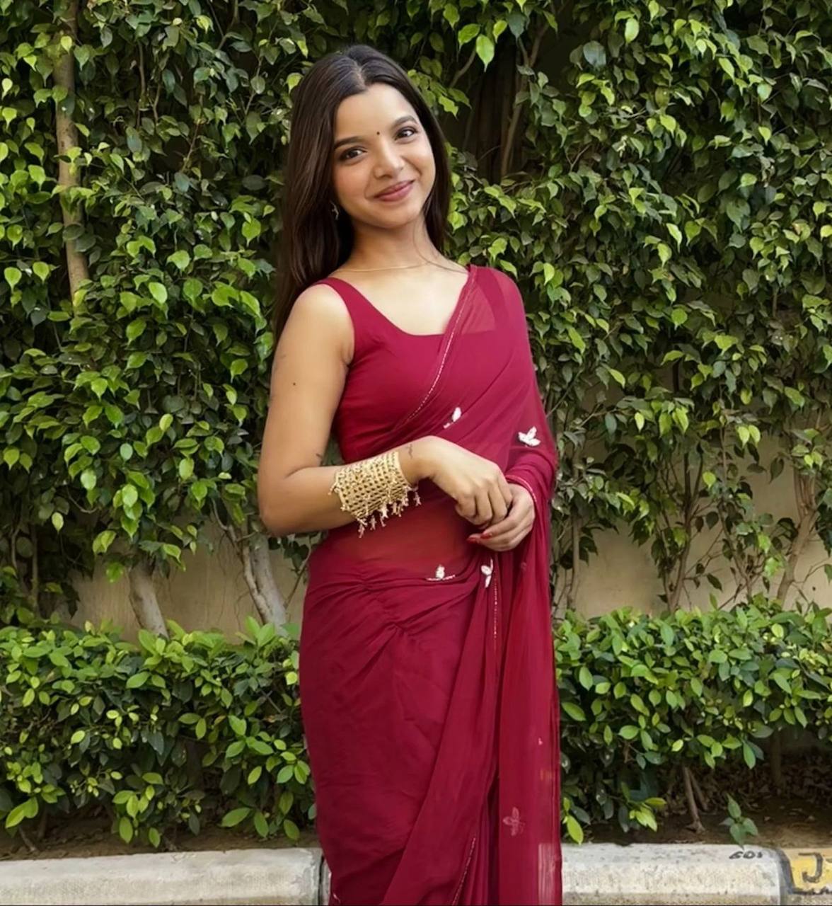 Rani Hand Worked Soft Georgette Saree