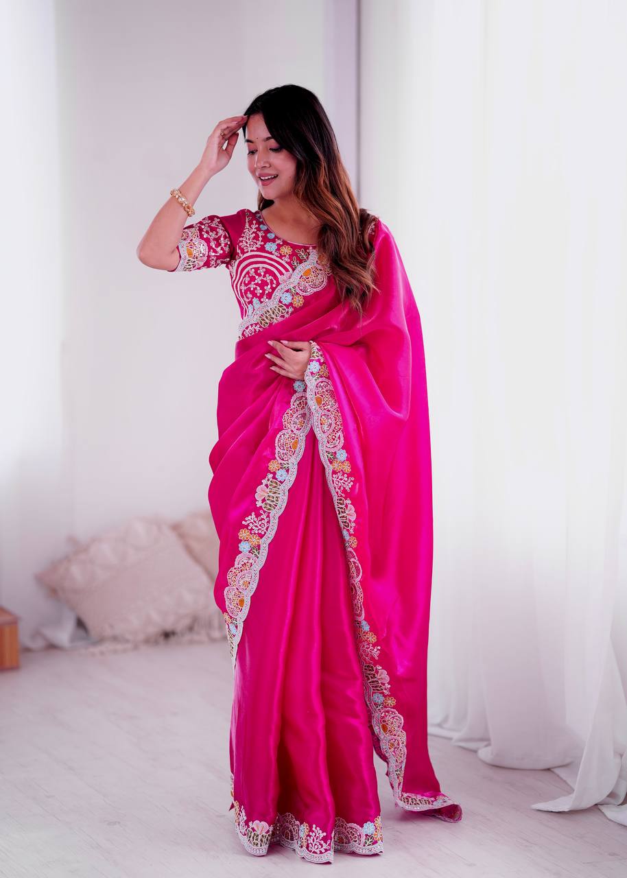Rani Party Wear Jimmy Choo Silk Saree