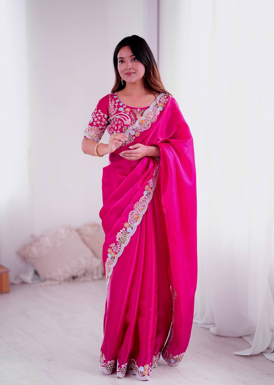 Rani Party Wear Jimmy Choo Silk Saree