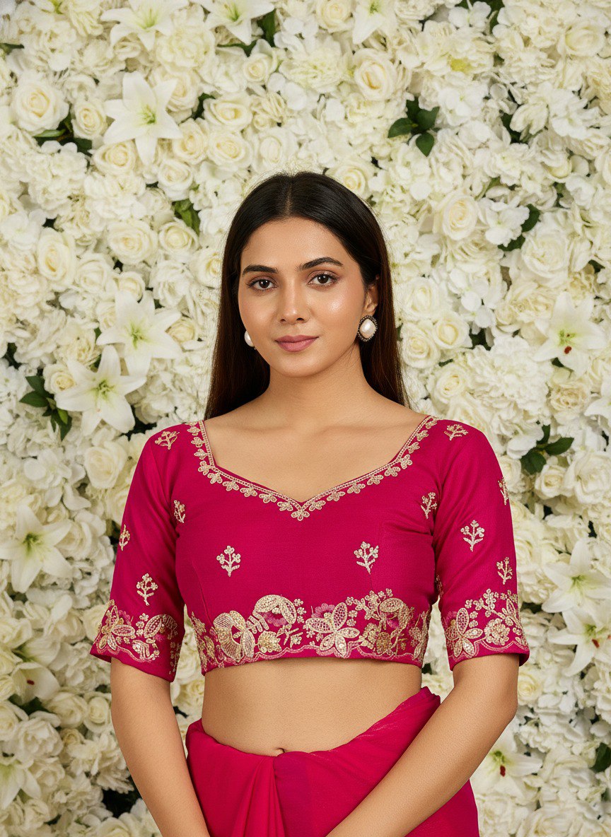 Rani Party Wear Soft Fendy Chiffon Saree