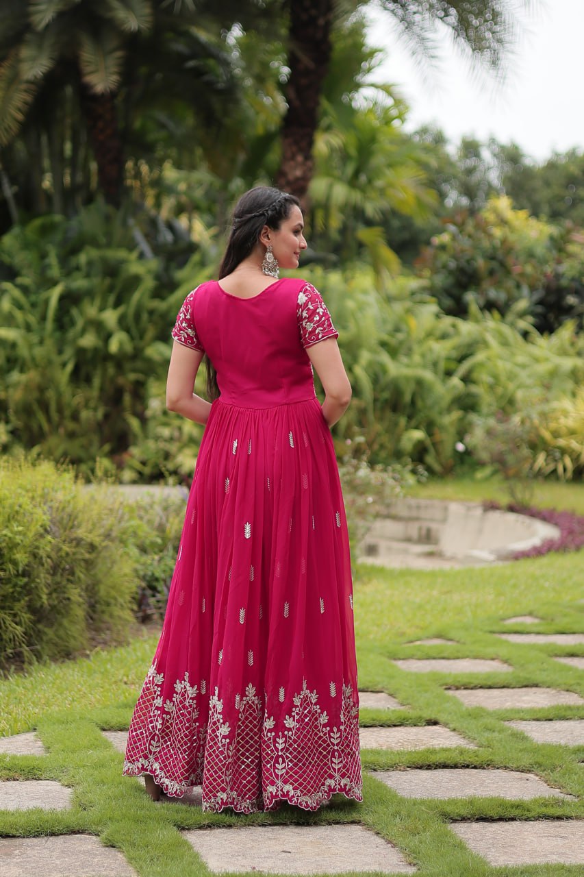 Rani Pink Designer Long Gown Dress