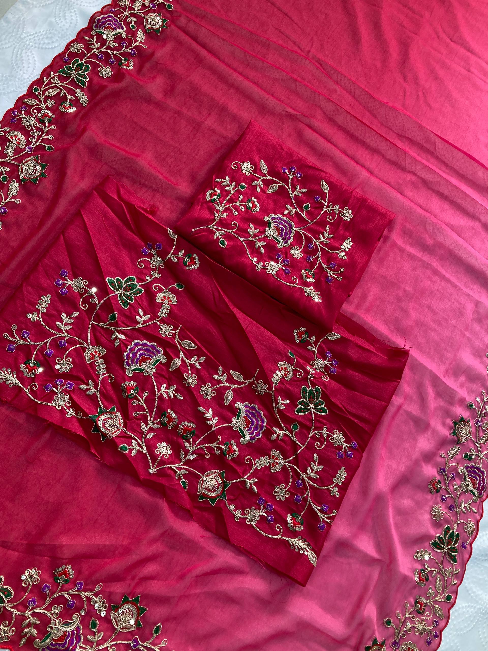 Rani Pink Soft Star Georgette Saree