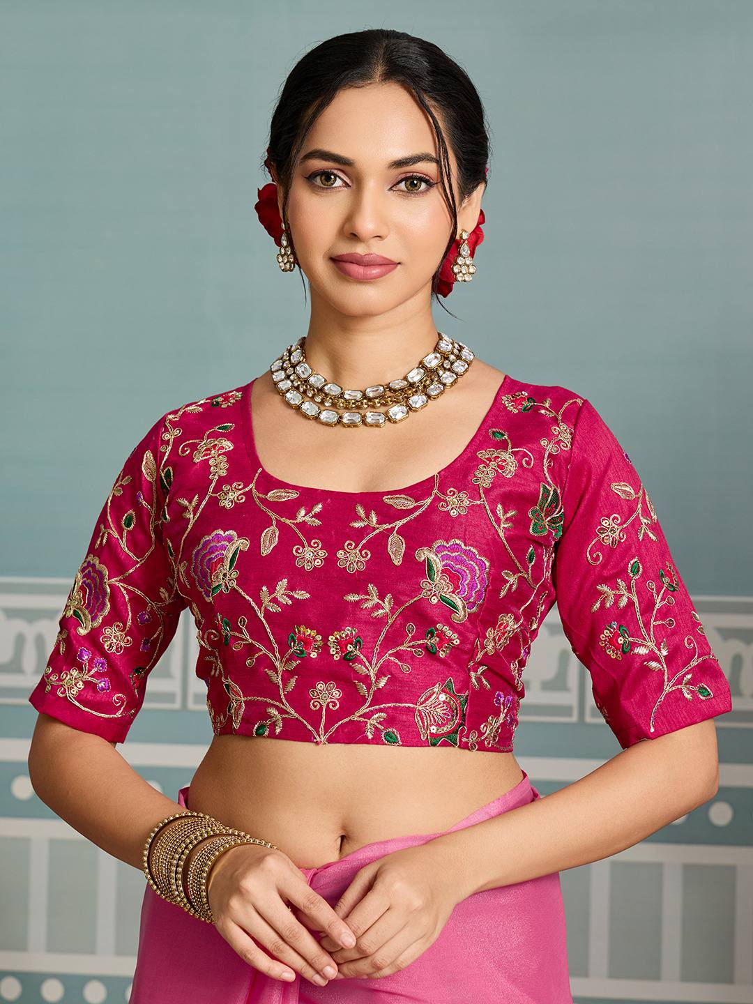 Rani Pink Soft Star Georgette Saree