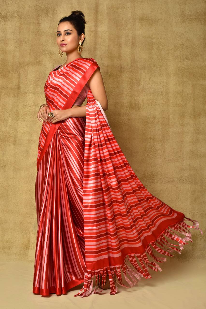 Ready Made Party Wear Satin Saree