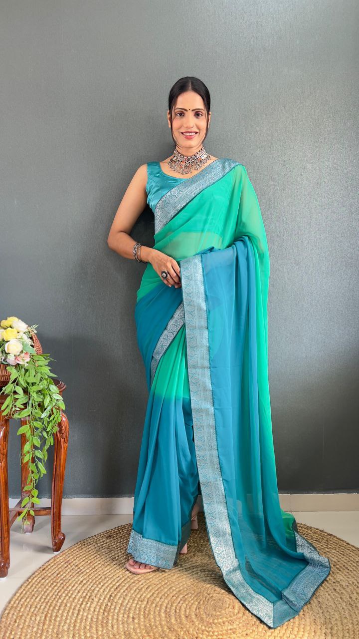 Ready To wear Georegette Saree With Multi Color Option