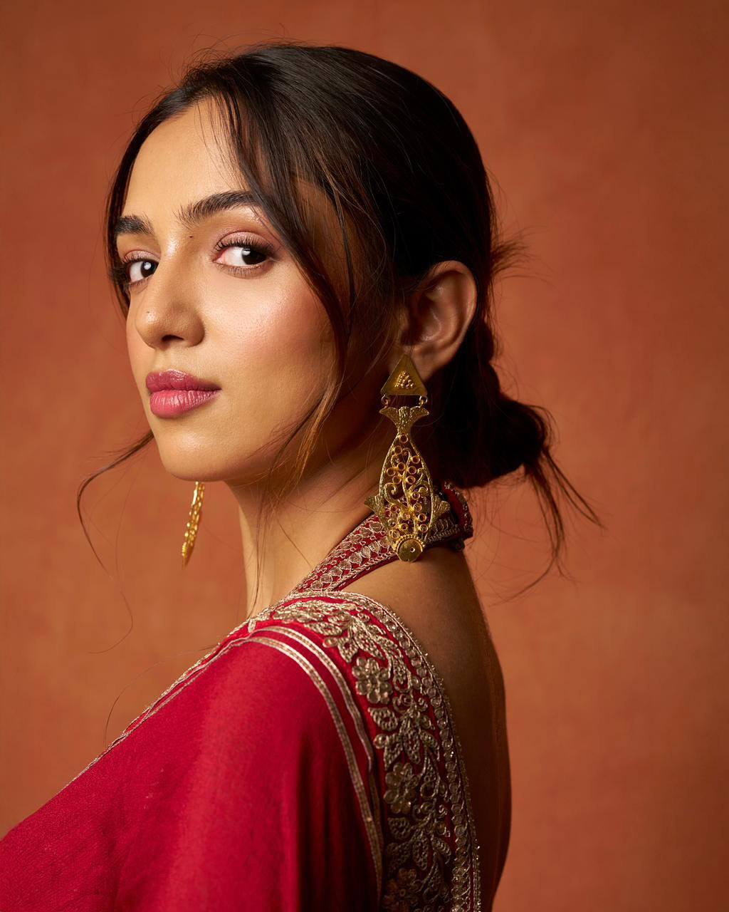 Red Bollywood Style Designer Fandy Satin Silk Saree