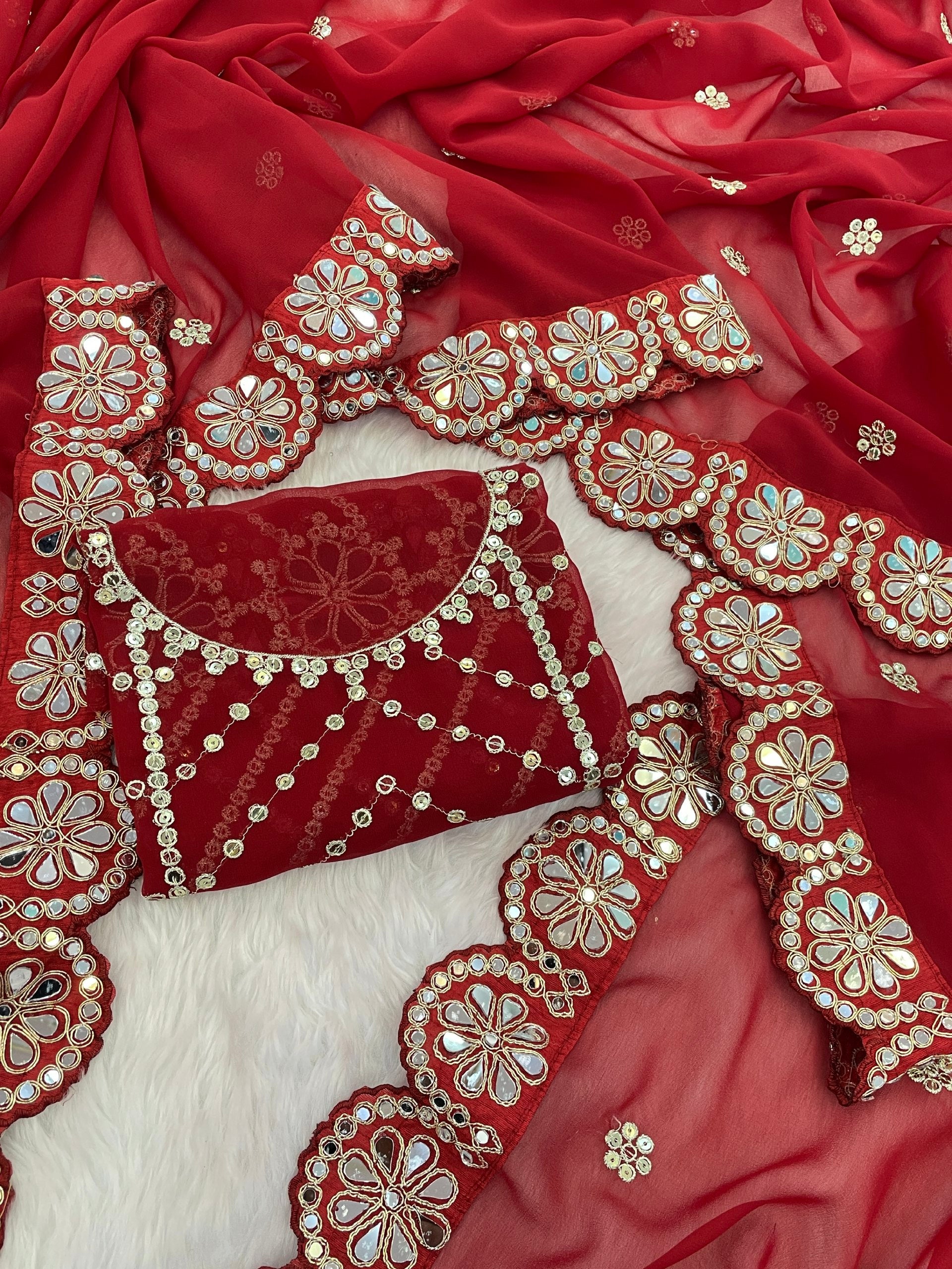 Red Designer Georgette Saree