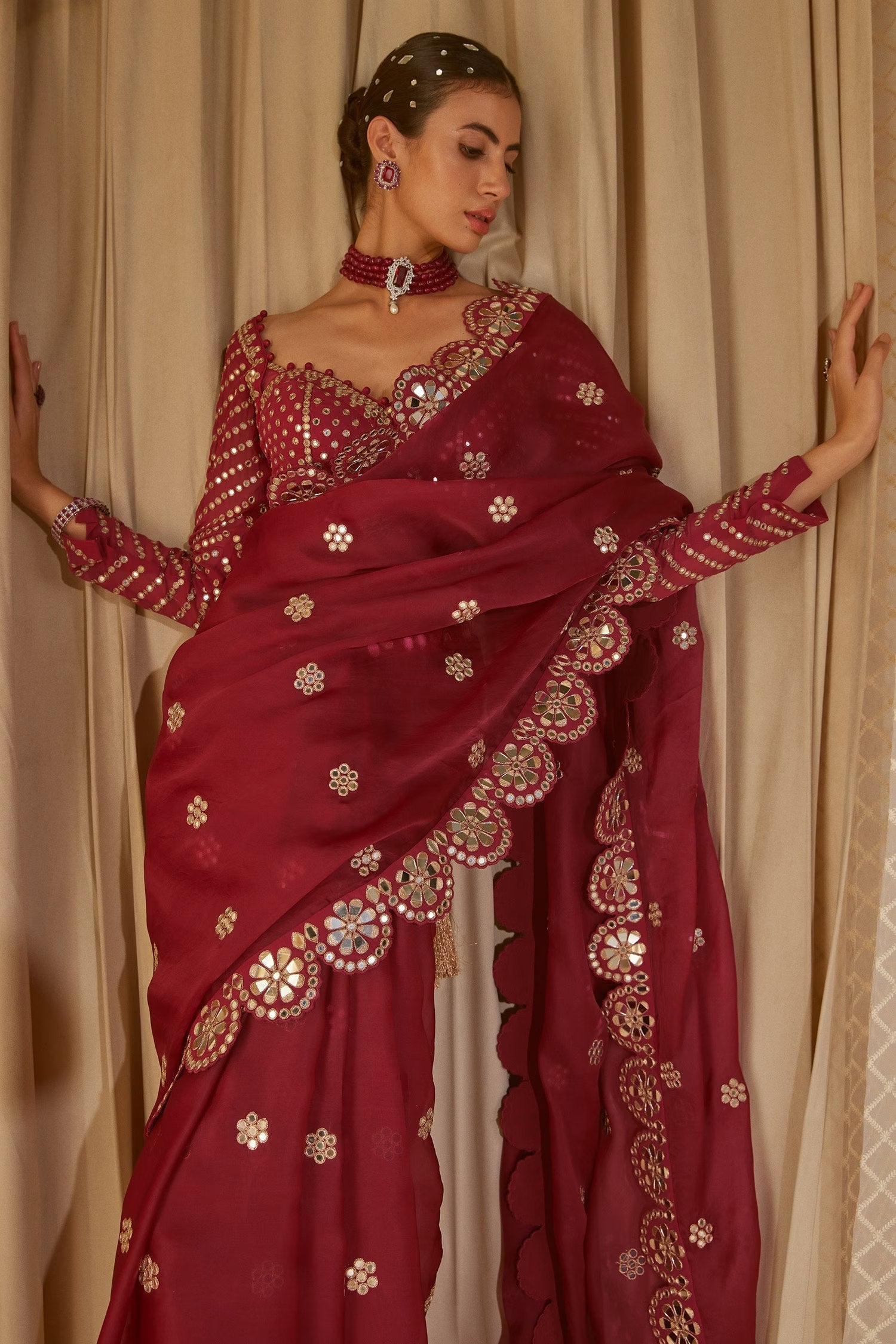 Red Designer Georgette Saree