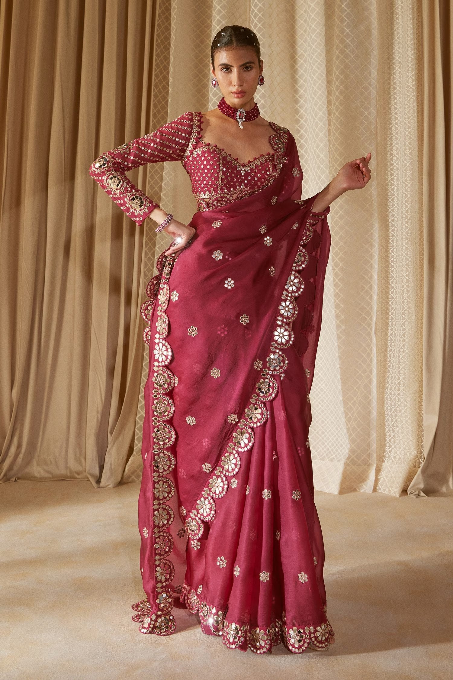 Red Designer Georgette Saree