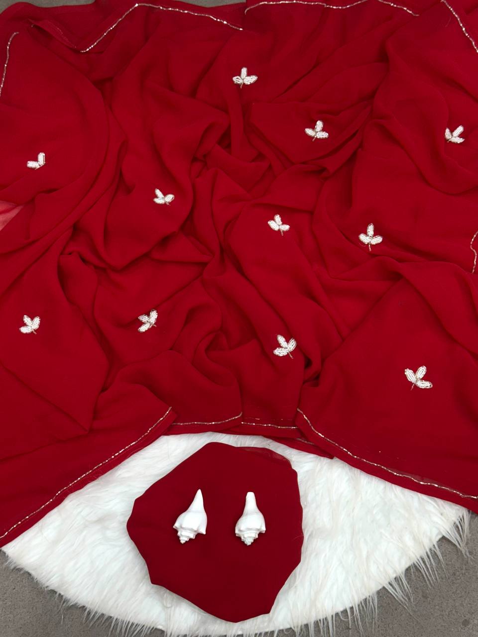 Red Designer Soft Georgette Saree