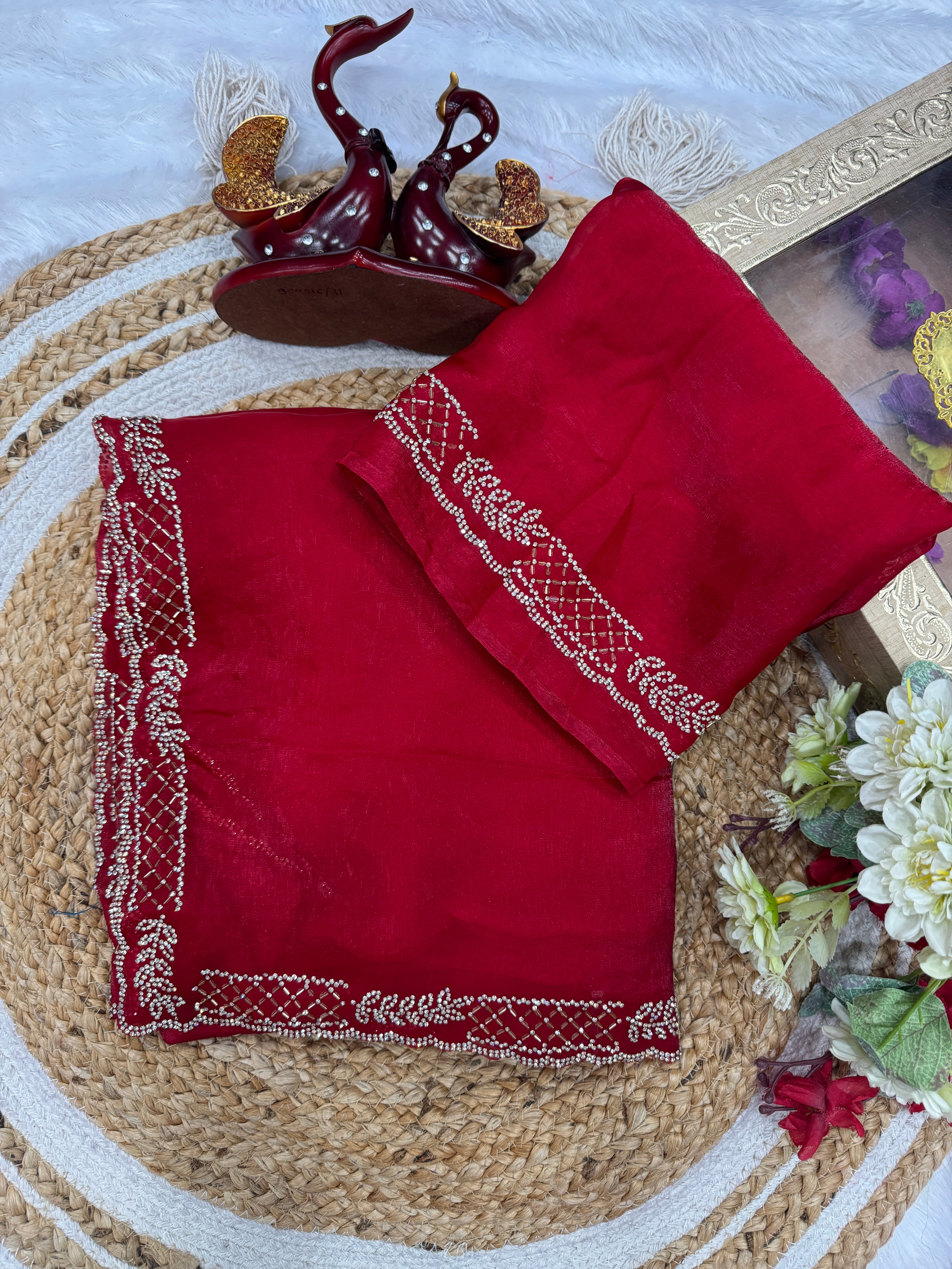 Red Designer Space Silk Saree | Wedding Wear Sarees