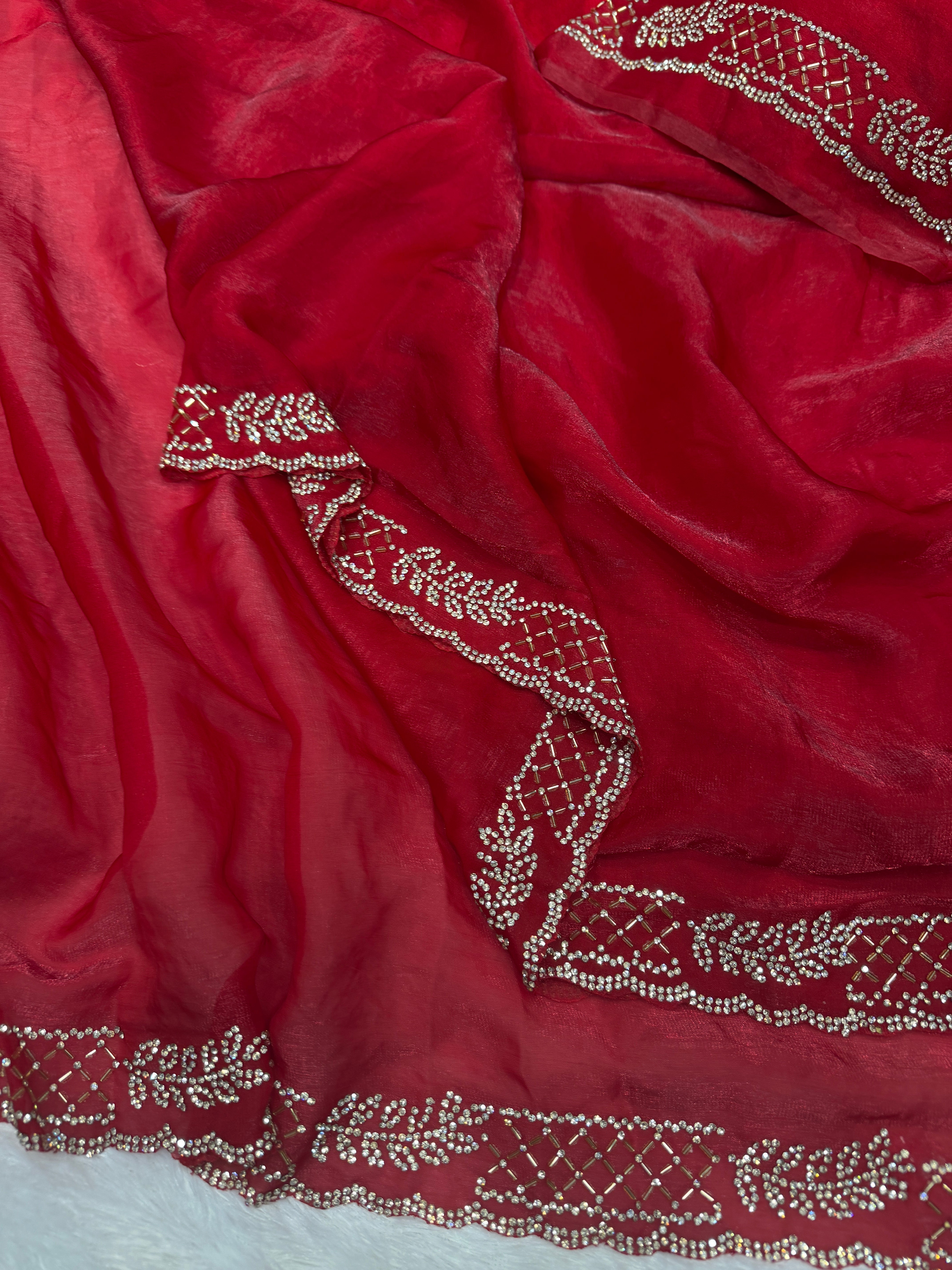 Red Designer Space Silk Saree | Wedding Wear Sarees