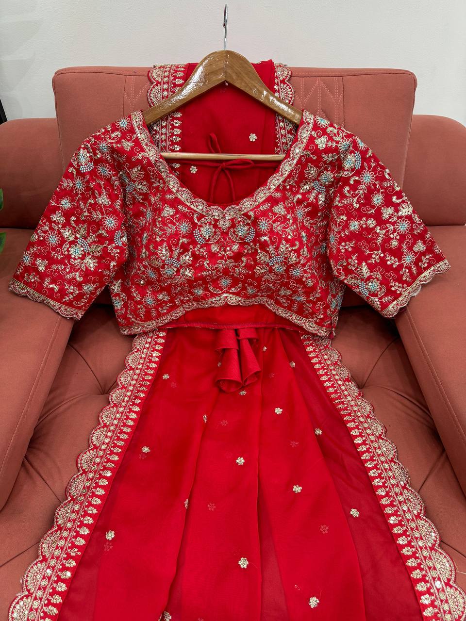 Red Designer Tabby Silk Saree