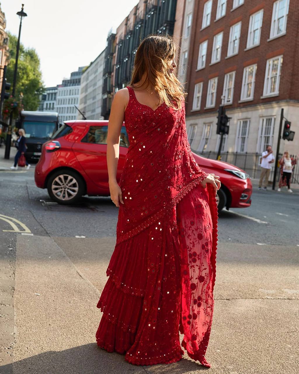 Red Party Wear Bollywood Georgette Saree | Clone Design