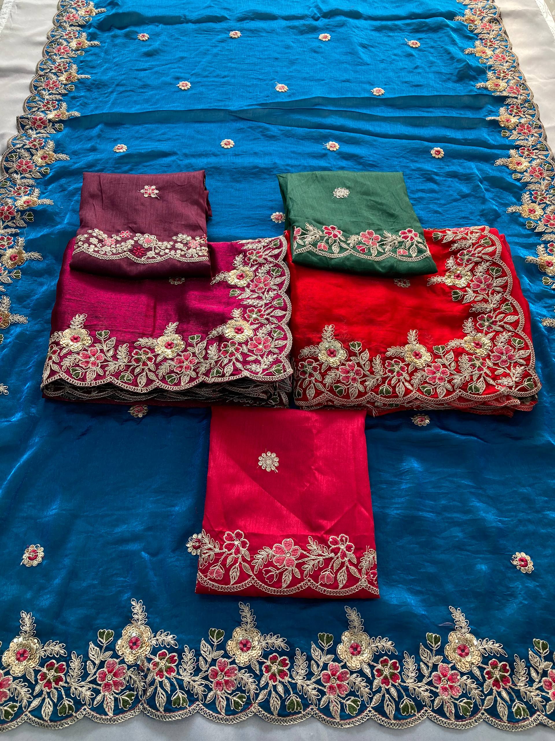 Venice Blue Party Wear Soft Space Silk Saree