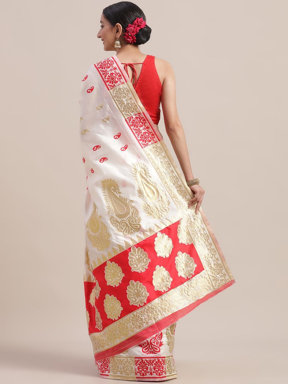 Red & White Soft Silk Saree