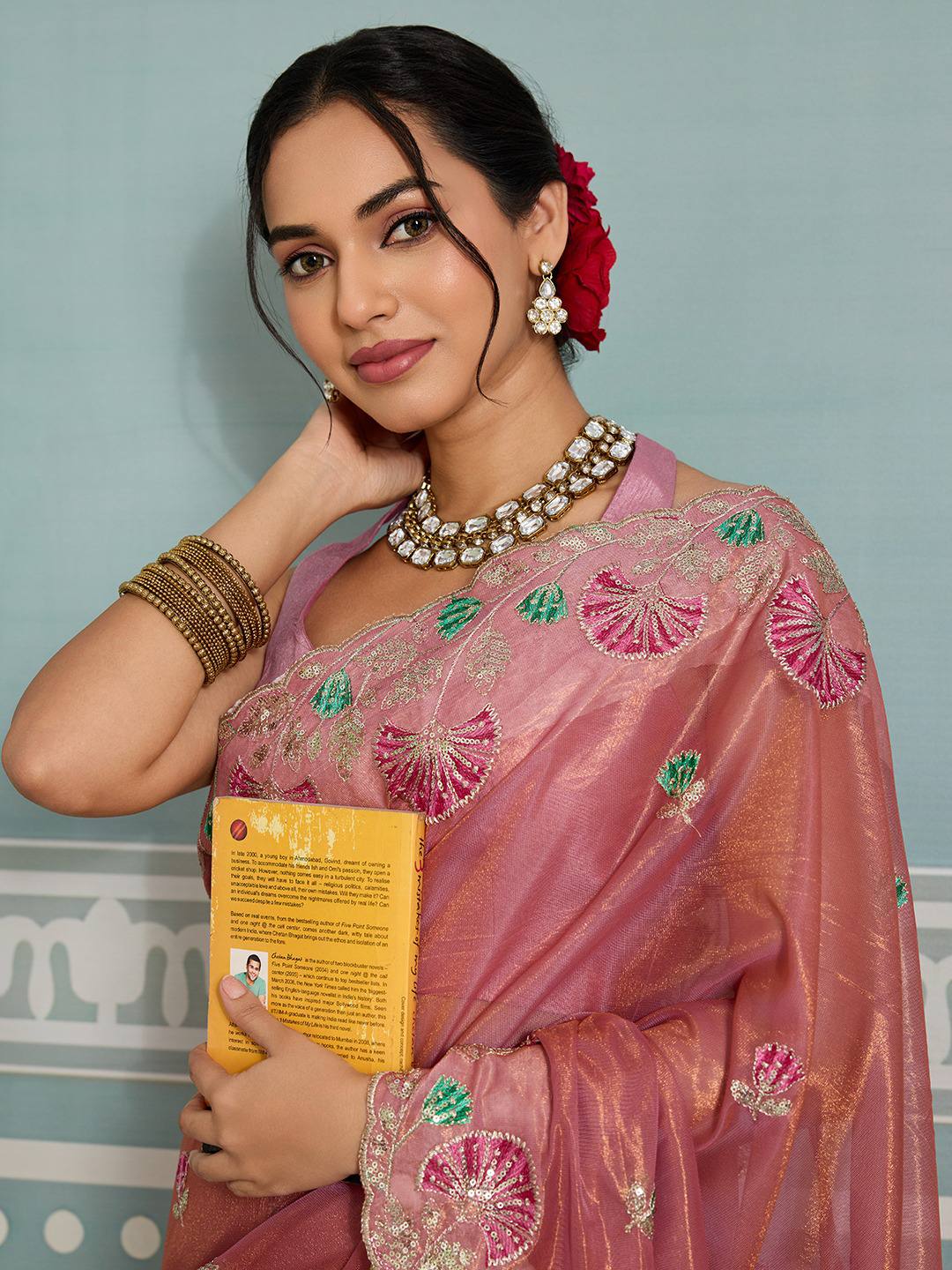 Rosberry Pink Party Wear Fendy Soft Net Saree