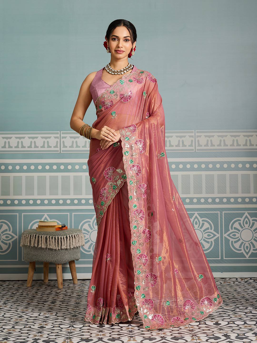 Rosberry Pink Party Wear Fendy Soft Net Saree