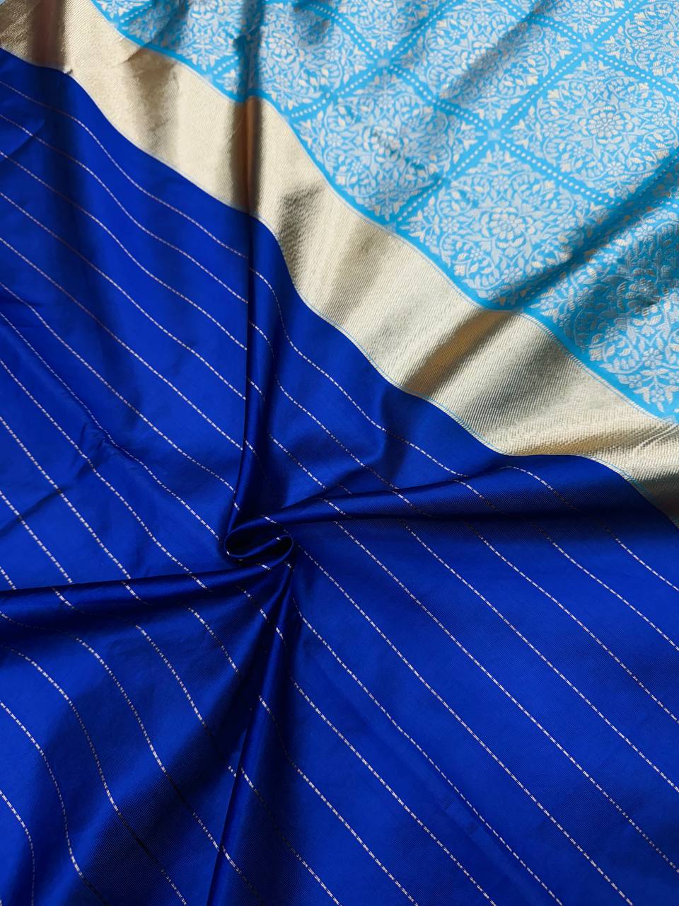 Royal Blue Traditional Lichi Silk Saree