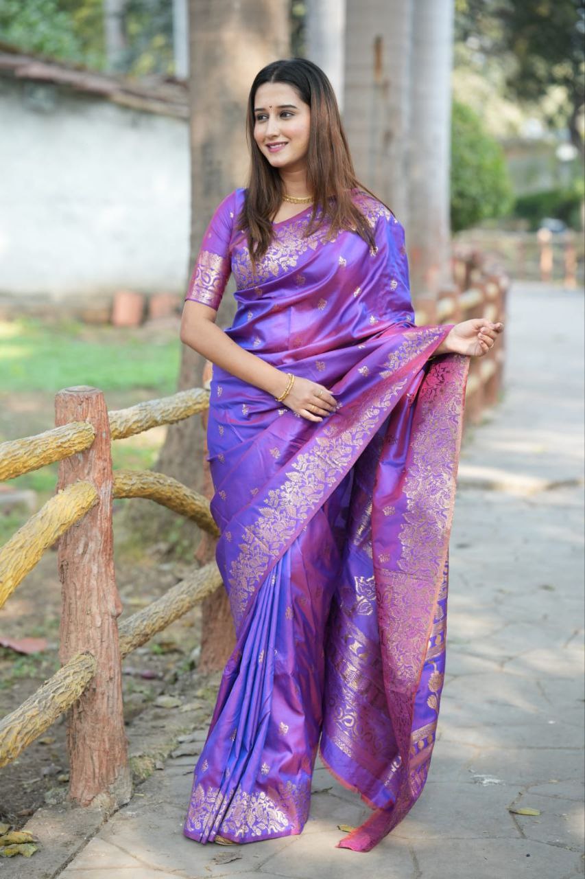 Royal Purple Banarasi Silk Saree