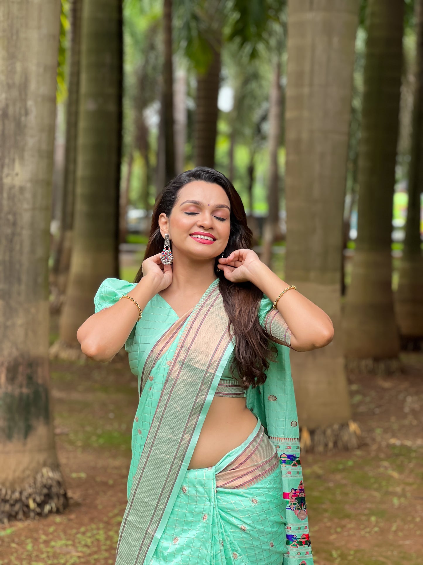 Sea Green Maharashtrian Paithani Silk Saree