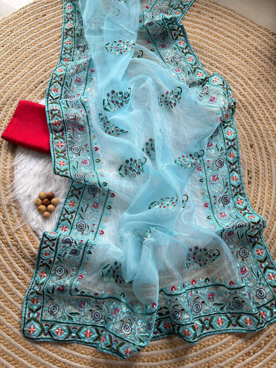 Sky Designer Organza Silk Saree