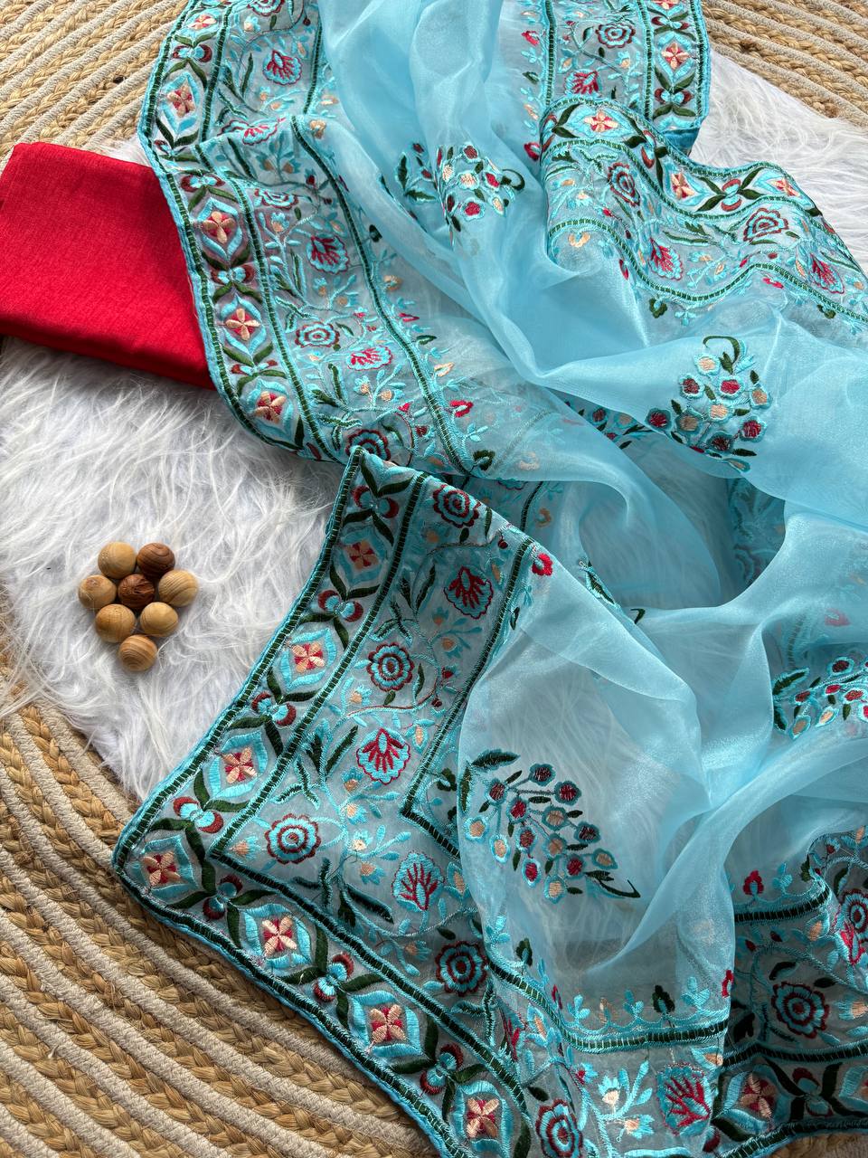 Sky Designer Organza Silk Saree