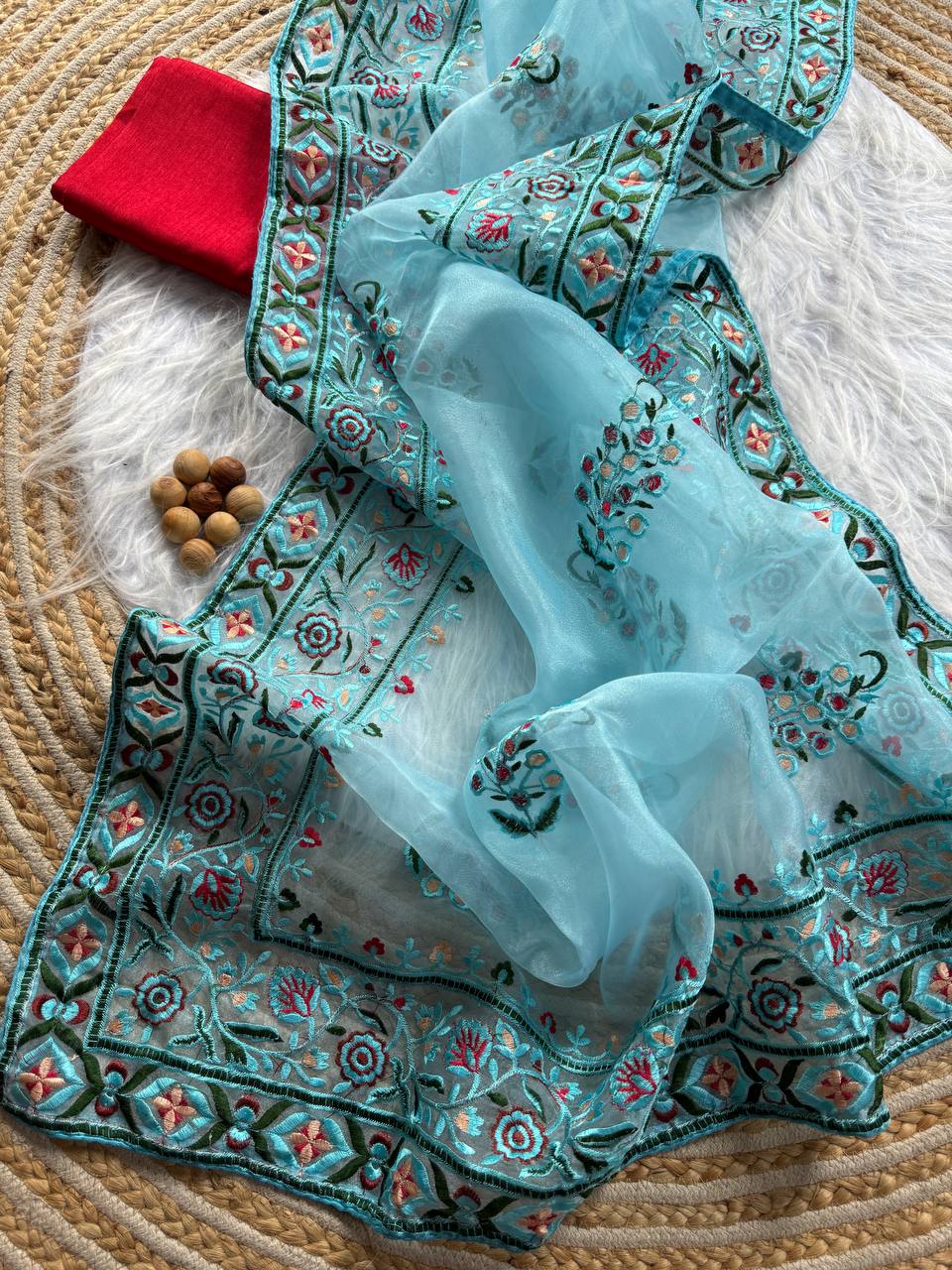 Sky Designer Organza Silk Saree