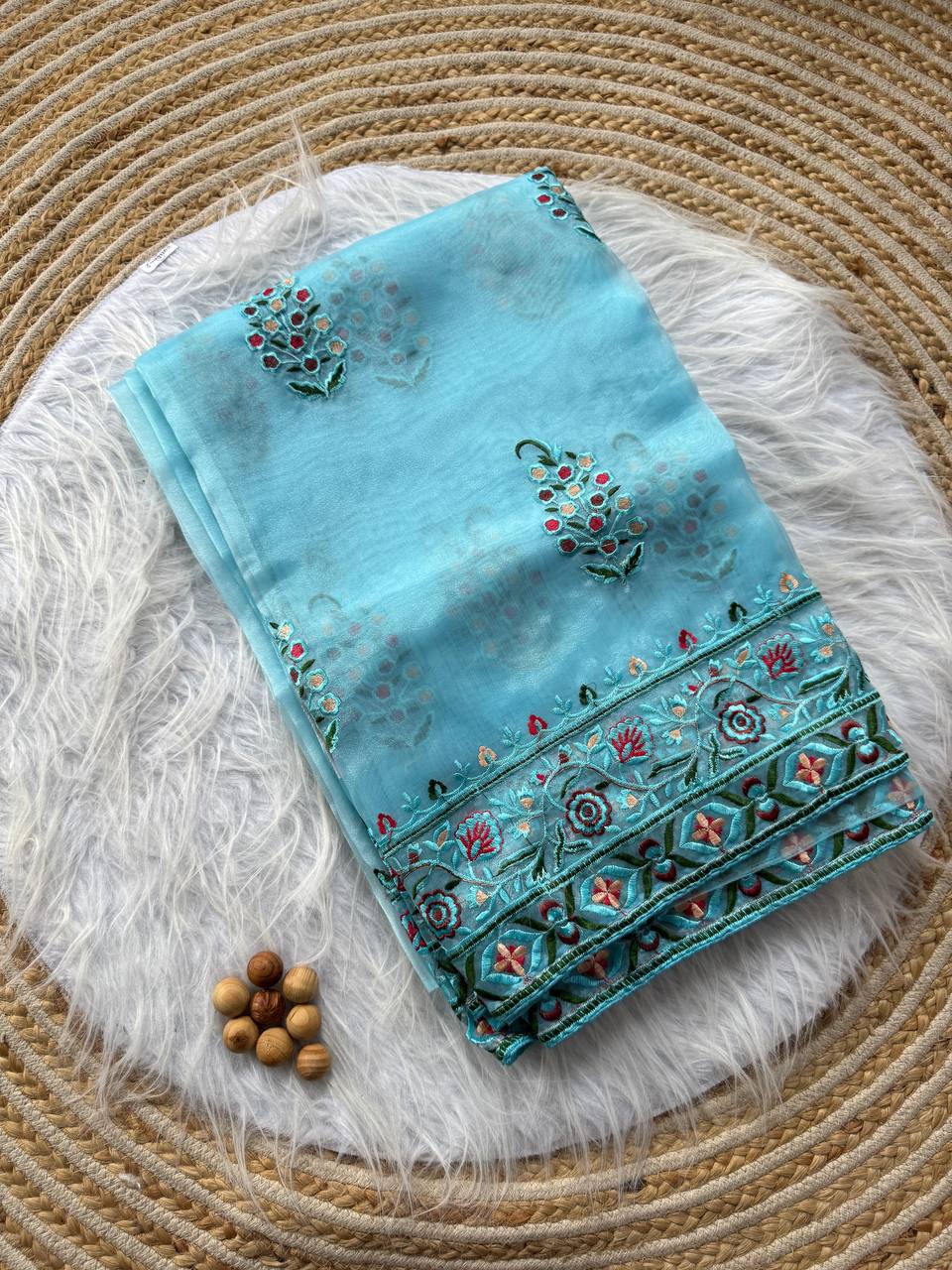 Sky Designer Organza Silk Saree