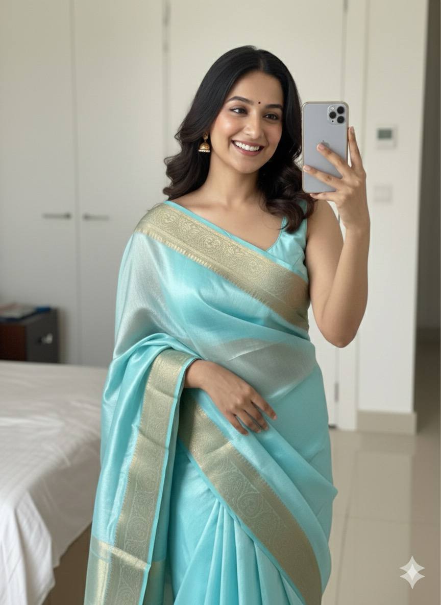 Sky Soft Space Silk Saree