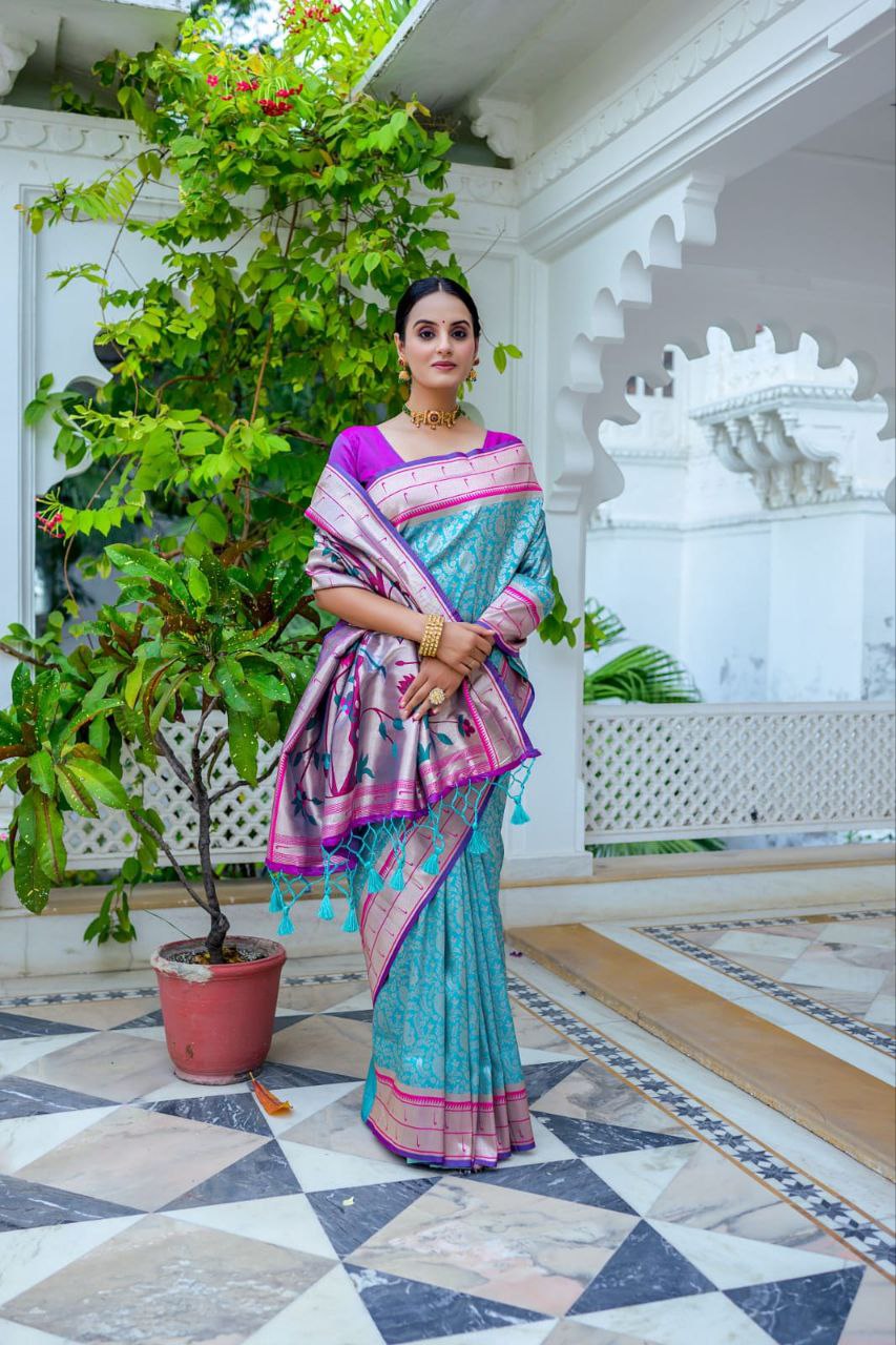 Sky Traditional Kanjivaram Silk Saree