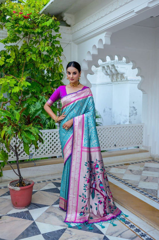 Sky Traditional Kanjivaram Silk Saree