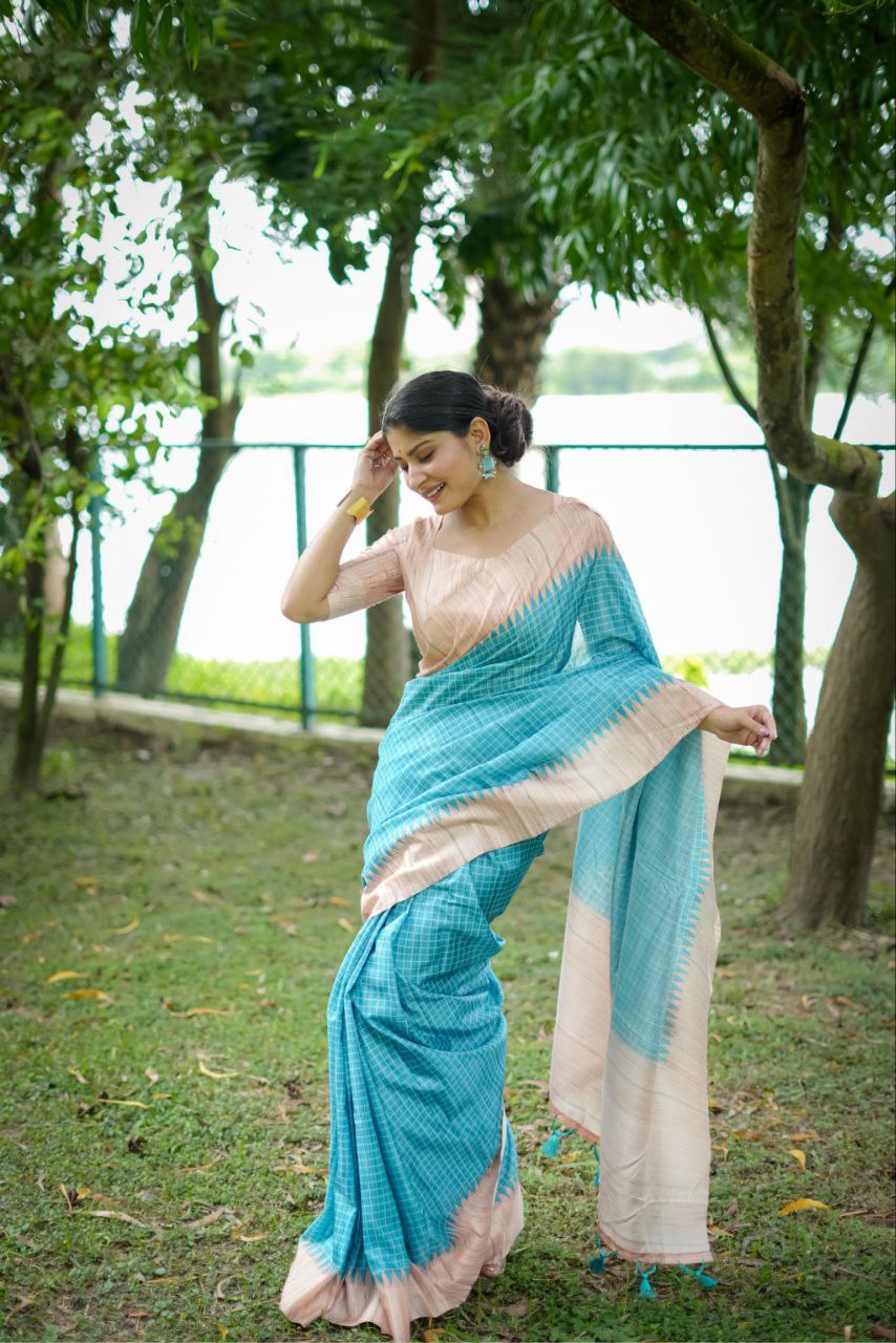 Sky Traditional Tussar Silk Saree