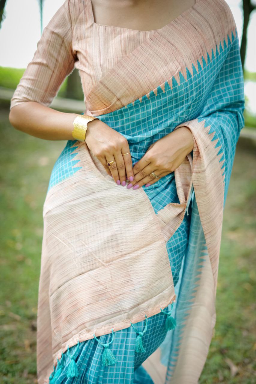 Sky Traditional Tussar Silk Saree