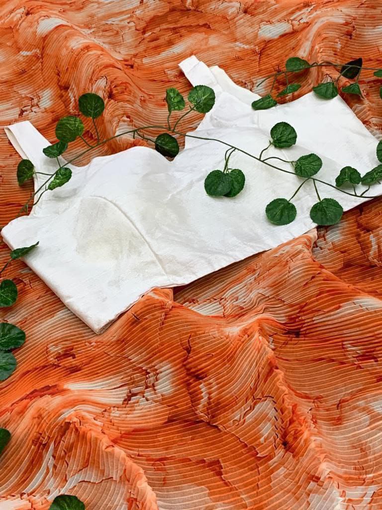 Stylish Crushed Georgette Saree