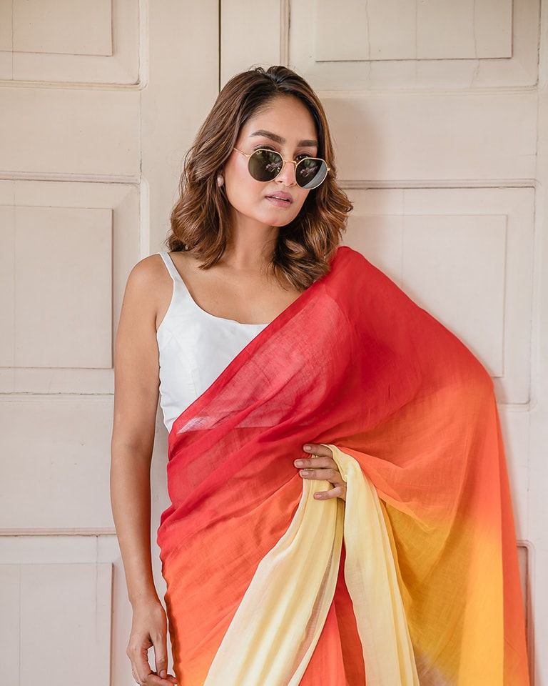 Stylish Digital Printed Linen Saree