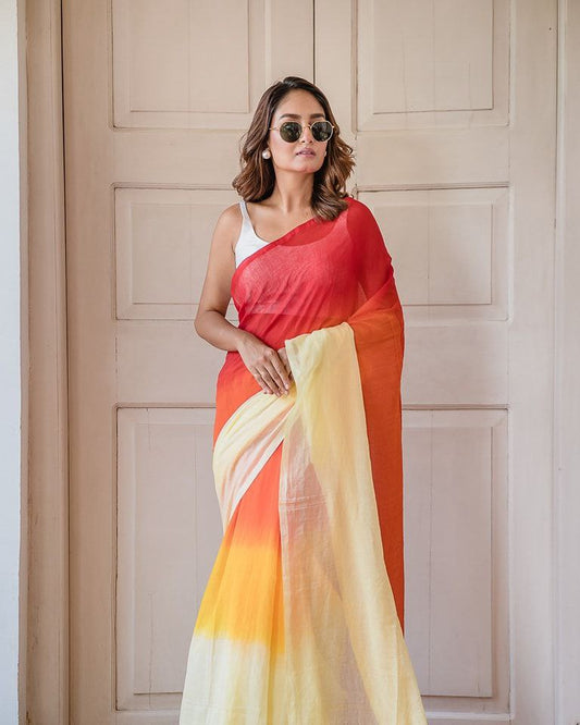 Stylish Digital Printed Linen Saree