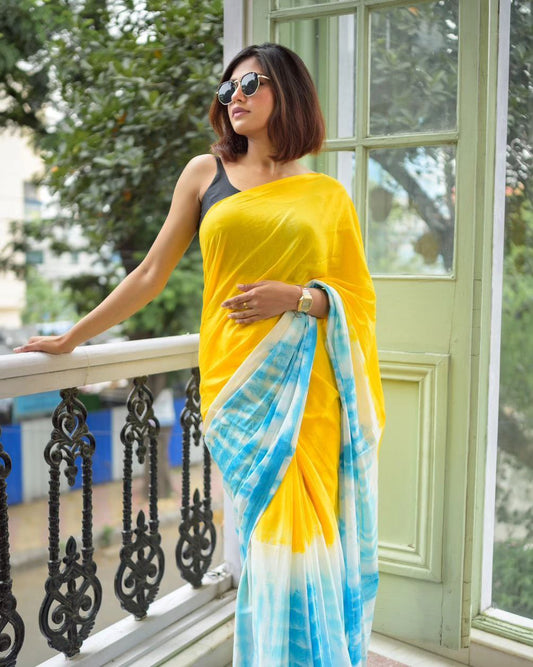 Stylish Digital Printed Linen Saree