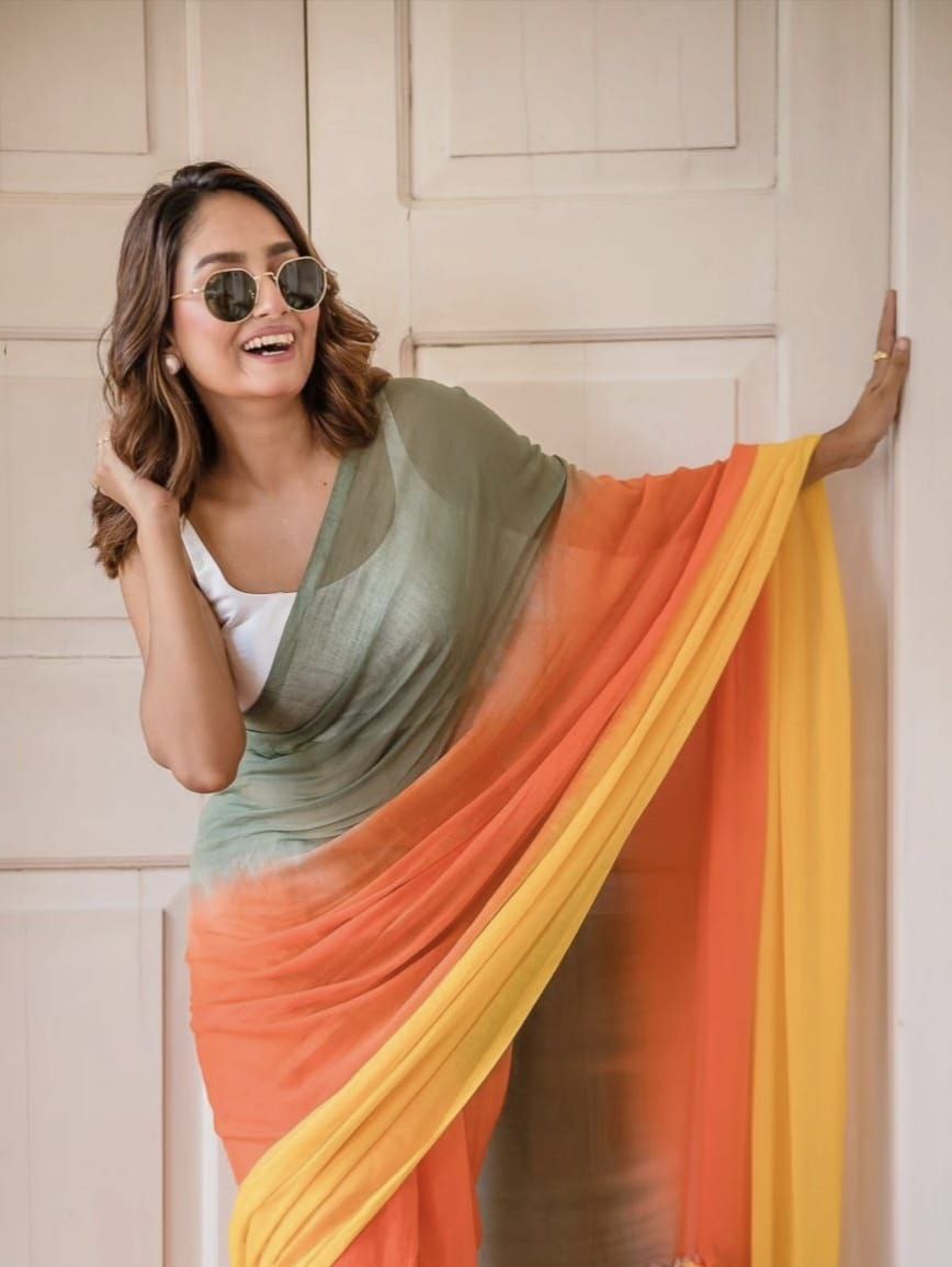 Stylish Digital Printed Linen Saree