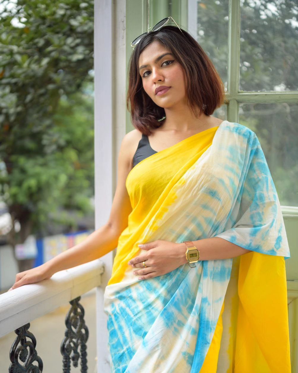 Stylish Digital Printed Linen Saree