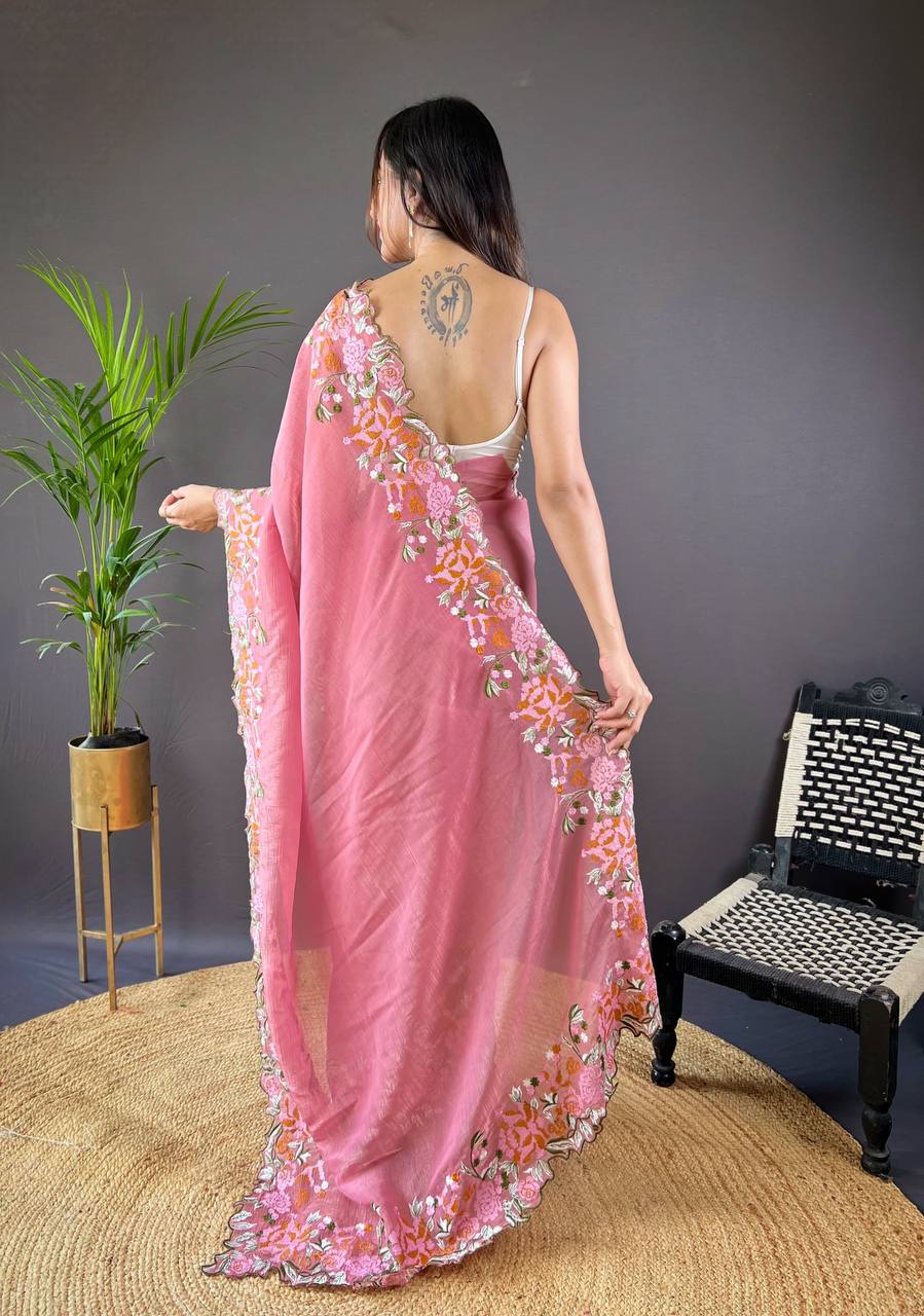 Stylish Gloassy Silk Saree